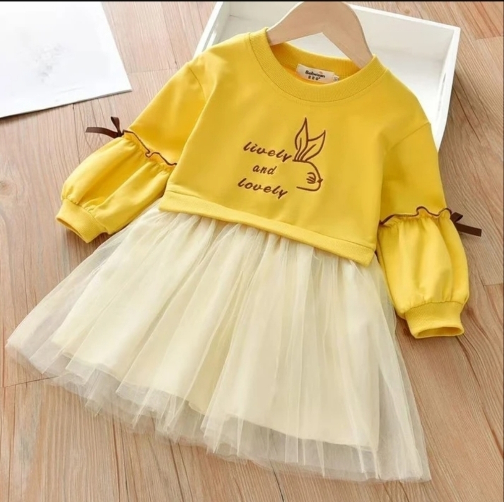 Girls Yellow Easter Rabbit Tutu Dress 2/3 & 3/4